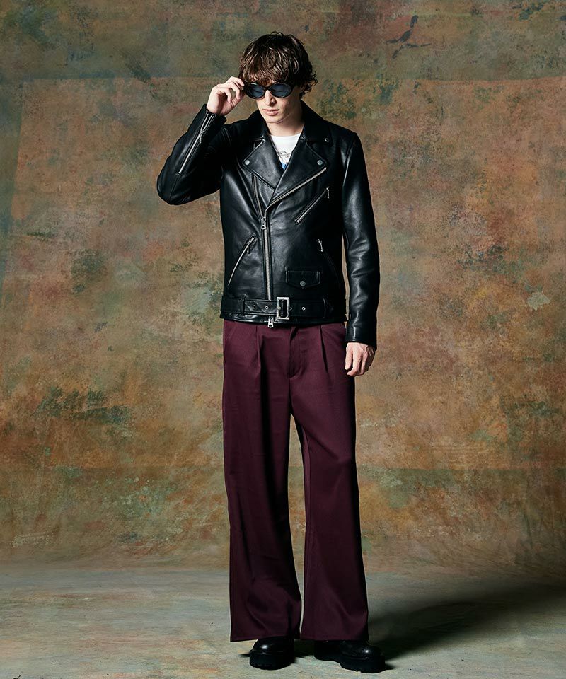 glamb(グラム)】Calf Leather Riders Jacket カーフレザーライダース