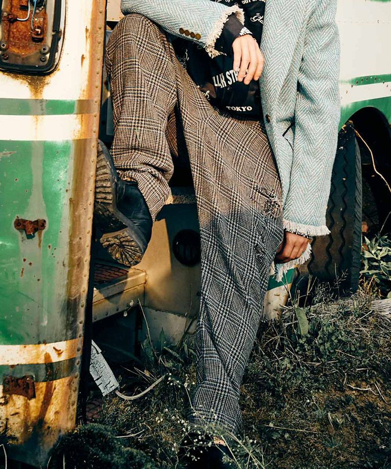 【値下げ終了！早い者勝ち】大人気glamb サルエルパンツ オリーブ 20%OFF【glamb(グラム)】Out of Society Tweed Slacks アウトオブ