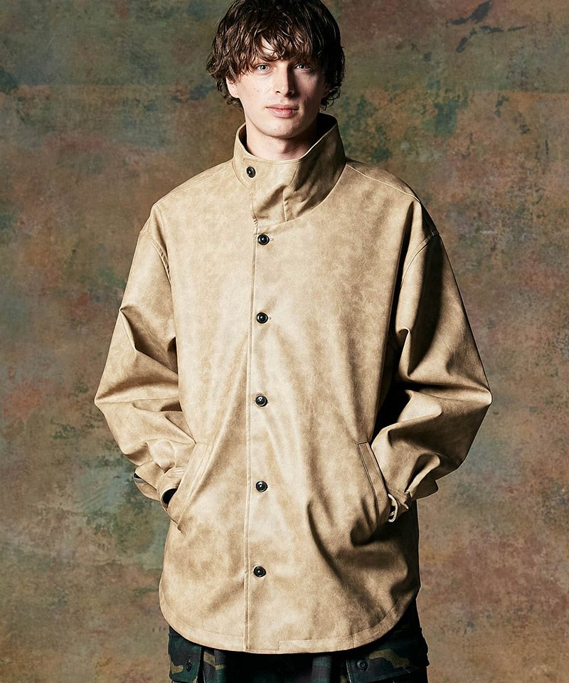30%OFF【glamb(グラム)】High Neck Leather Shirt ハイネックレザー