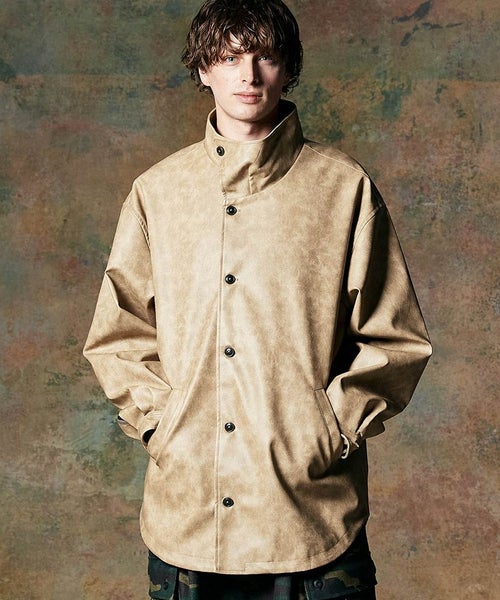30%OFF【glamb(グラム)】High Neck Leather Shirt ハイネックレザー 