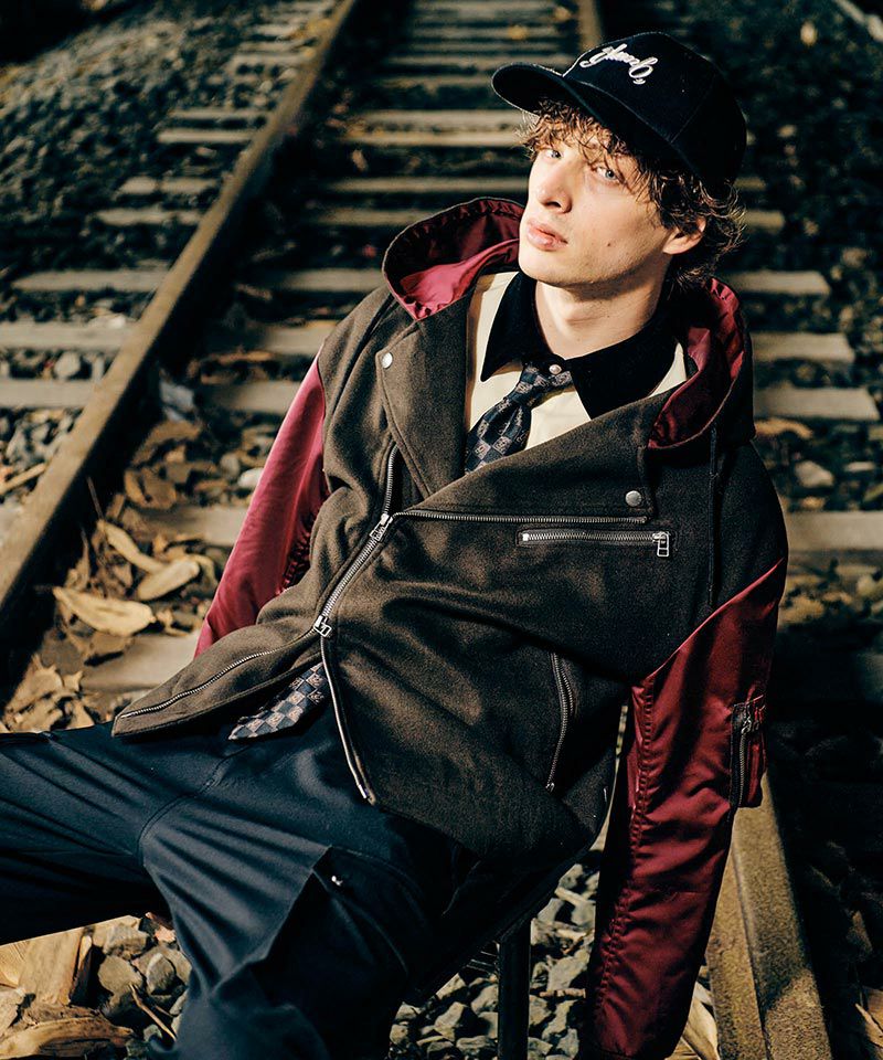 glamb(グラム)】Combination Hood Riders Jacket コンビネーション