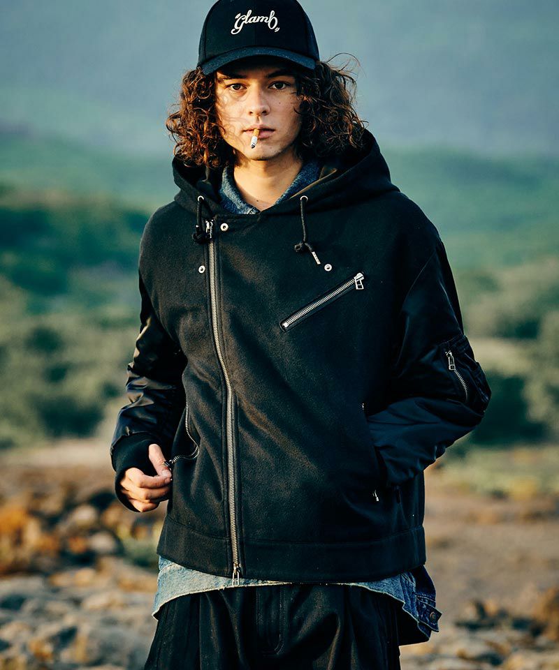 glamb(グラム)】Combination Hood Riders Jacket コンビネーション