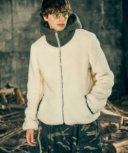 30%OFF【glamb(グラム)】Big Hood Boa Jacket ビッグフードボア 