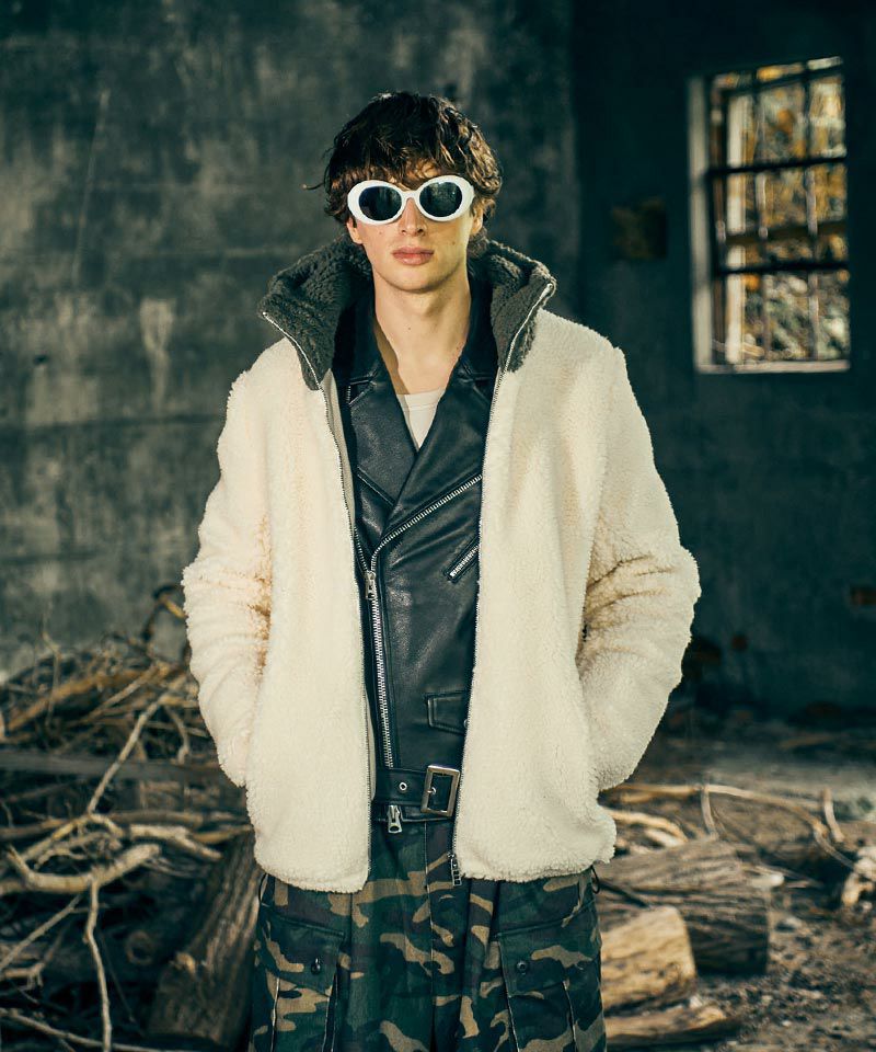 30%OFF【glamb(グラム)】Big Hood Boa Jacket ビッグフードボア