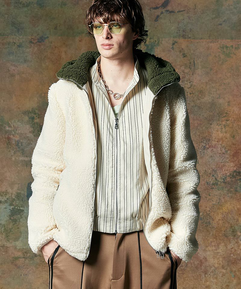 30%OFF【glamb(グラム)】Big Hood Boa Jacket ビッグフードボア