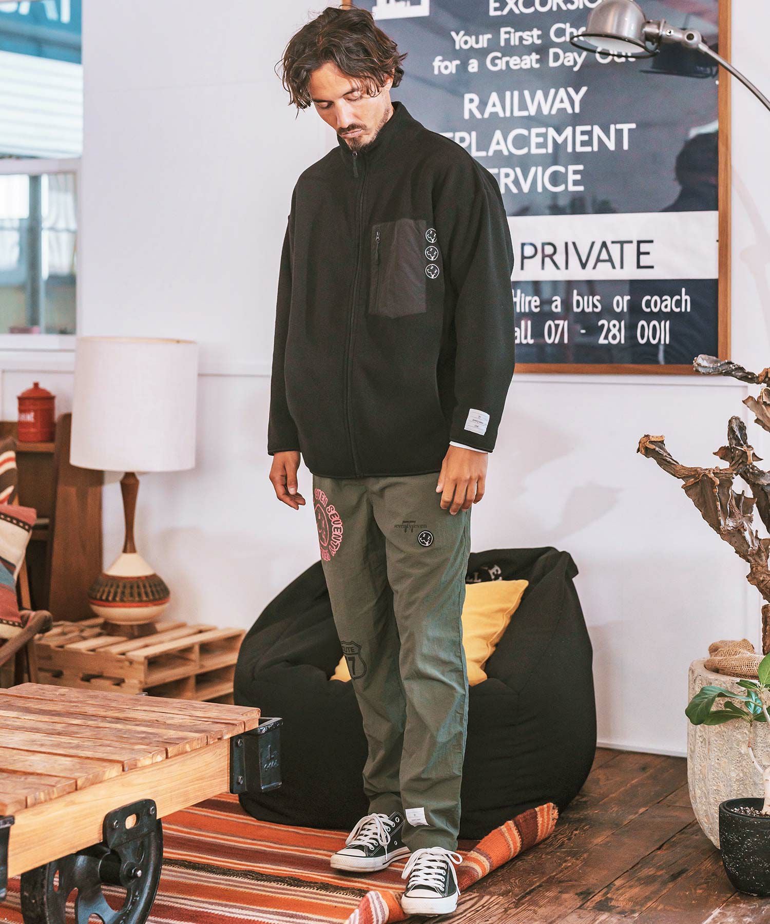 30%OFF【seventy seven(セブンティセブン)】stand collar fleece