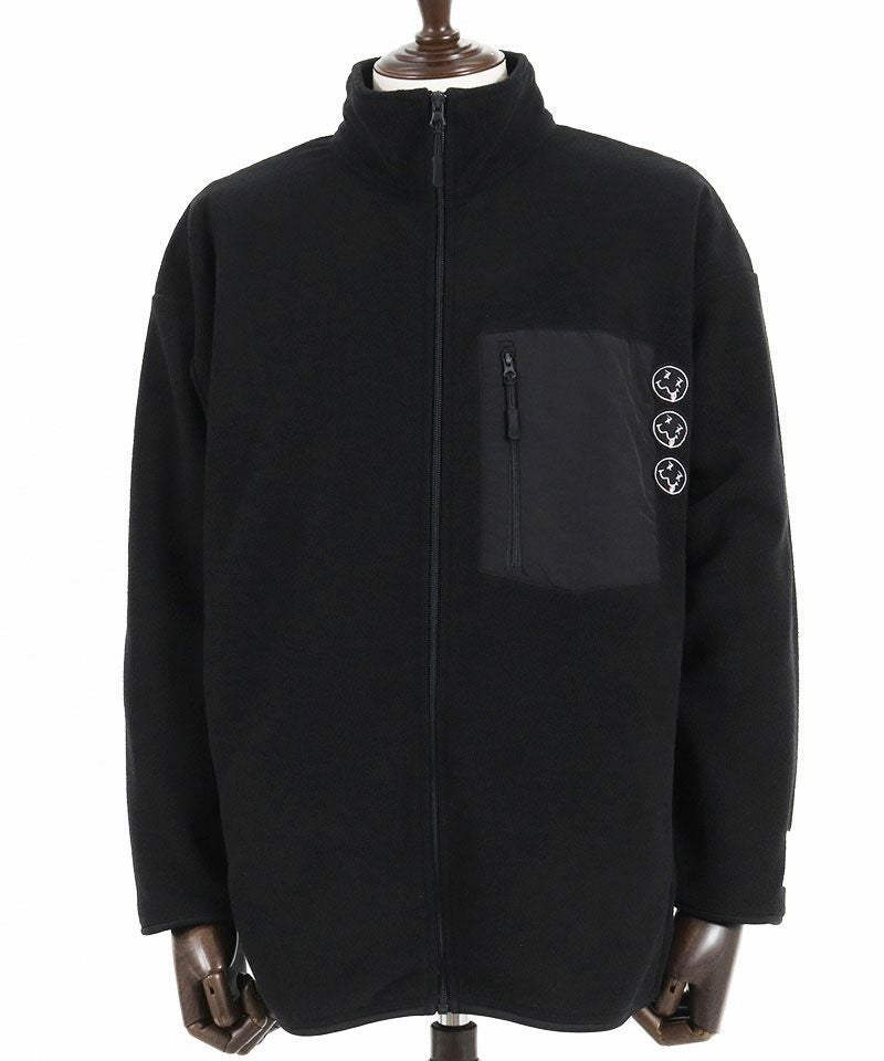 ICBブラック フリース ナイロン ジャケット 30%OFF【seventy seven(セブンティセブン)】stand collar fleece