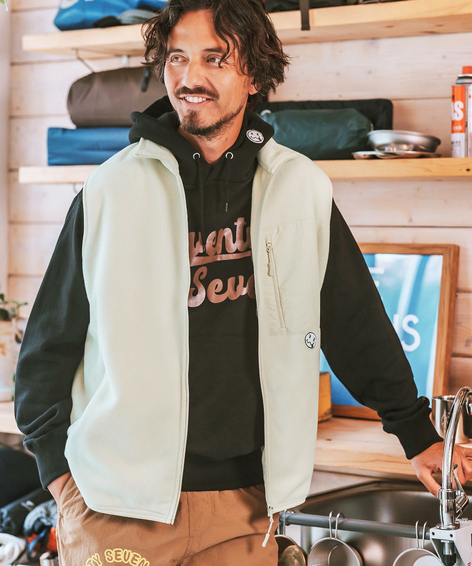 AVATI ベスト 30%OFF【seventy seven(セブンティセブン)】fleece zip vest ベスト