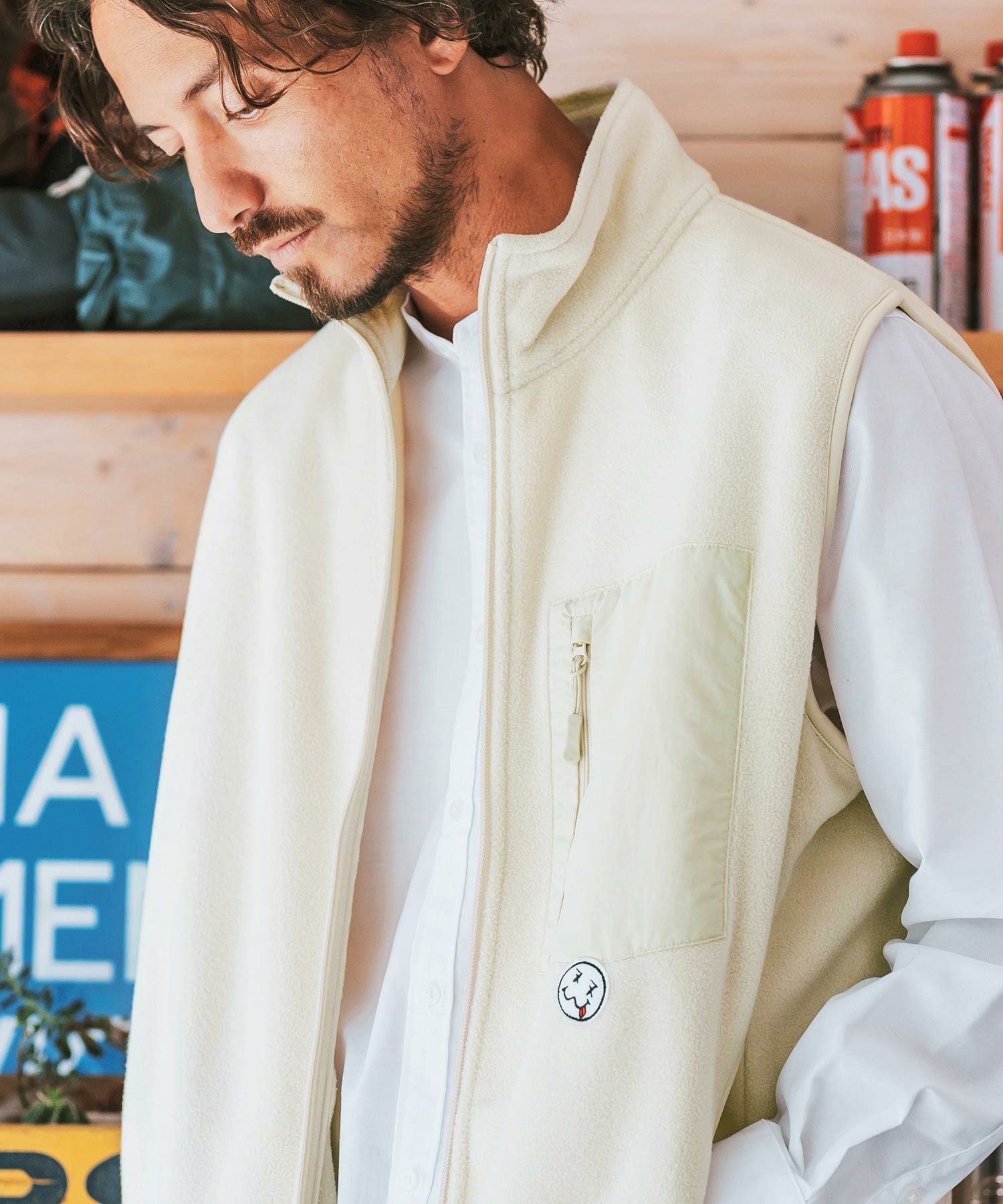 30%OFF【seventy seven(セブンティセブン)】fleece zip vest ベスト