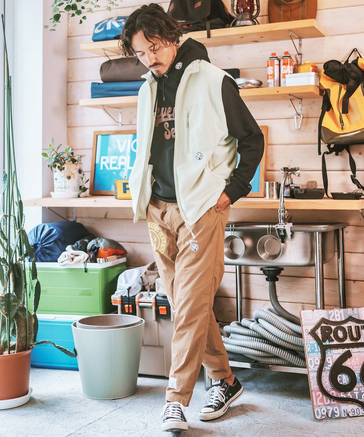 30%OFF【seventy seven(セブンティセブン)】fleece zip vest ベスト