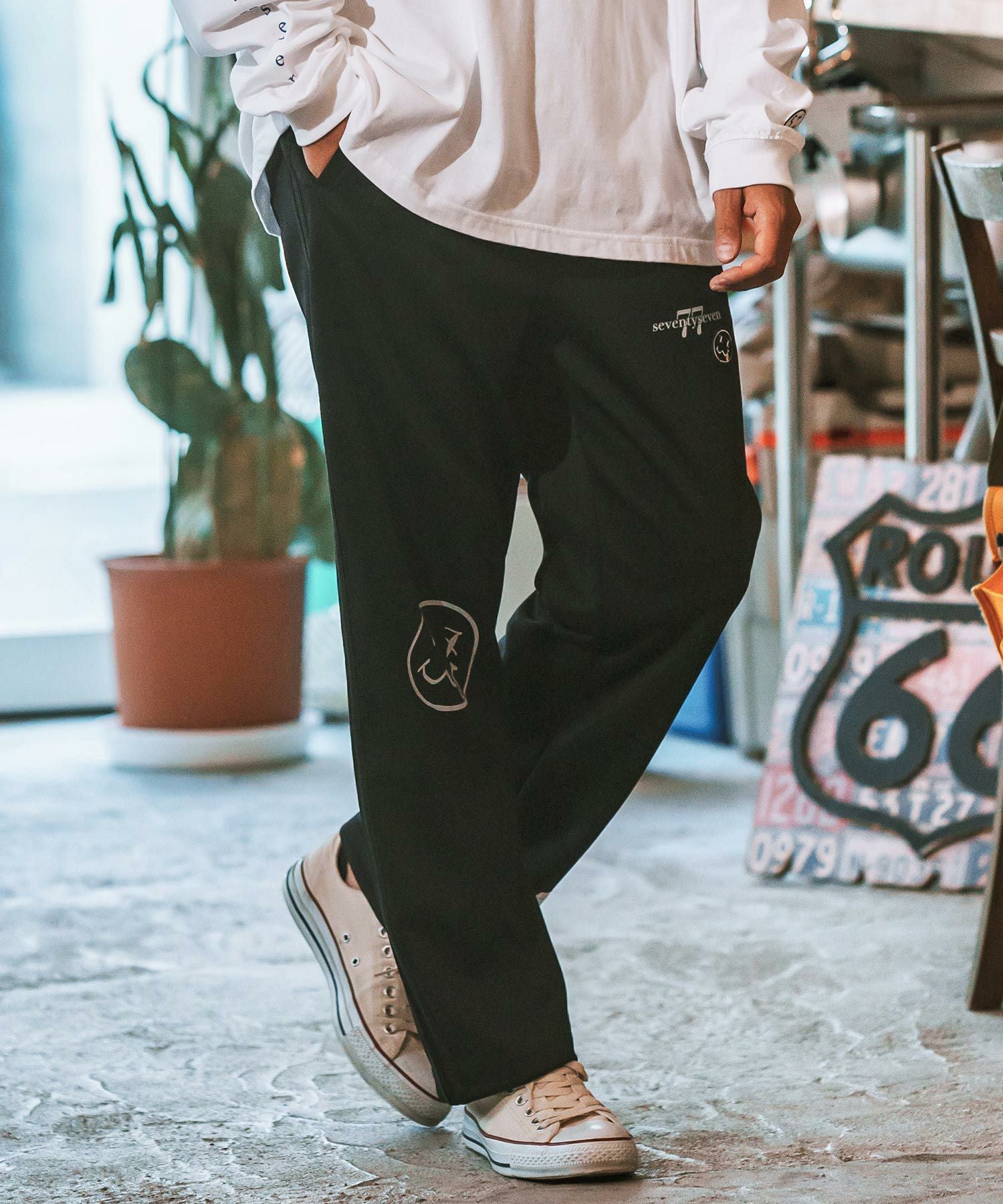30%OFF【seventy seven(セブンティセブン)】 line jersey long pants