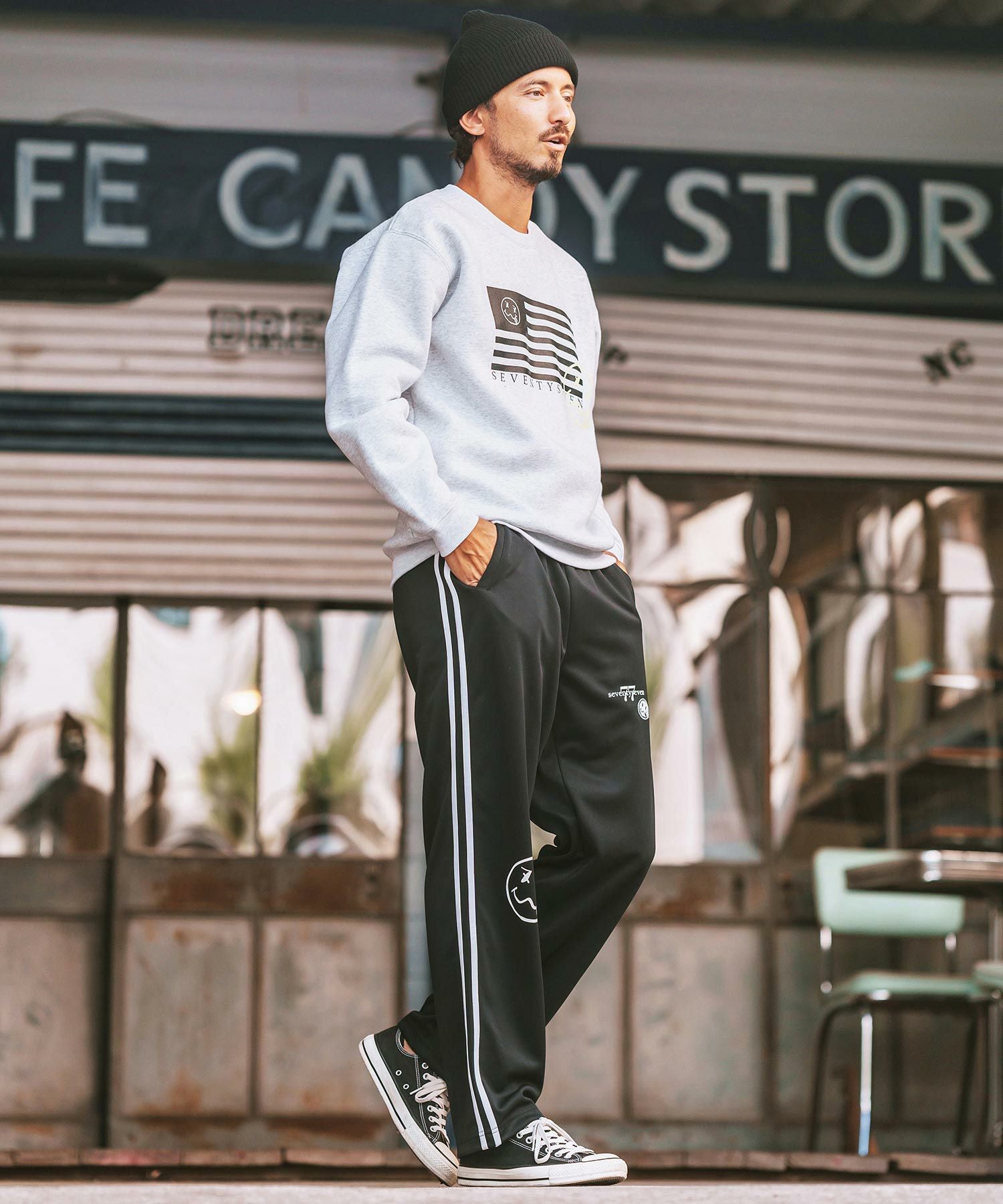 30%OFF【seventy seven(セブンティセブン)】 line jersey long pants