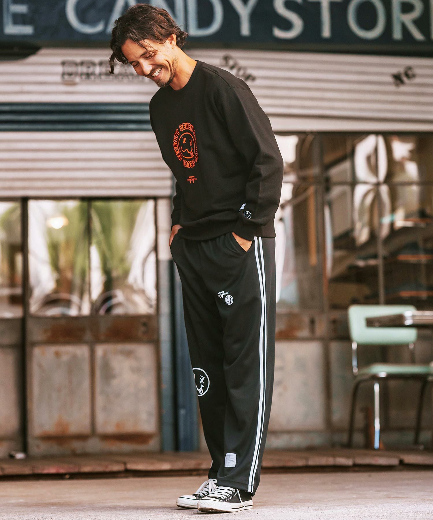 30%OFF【seventy seven(セブンティセブン)】 line jersey long pants
