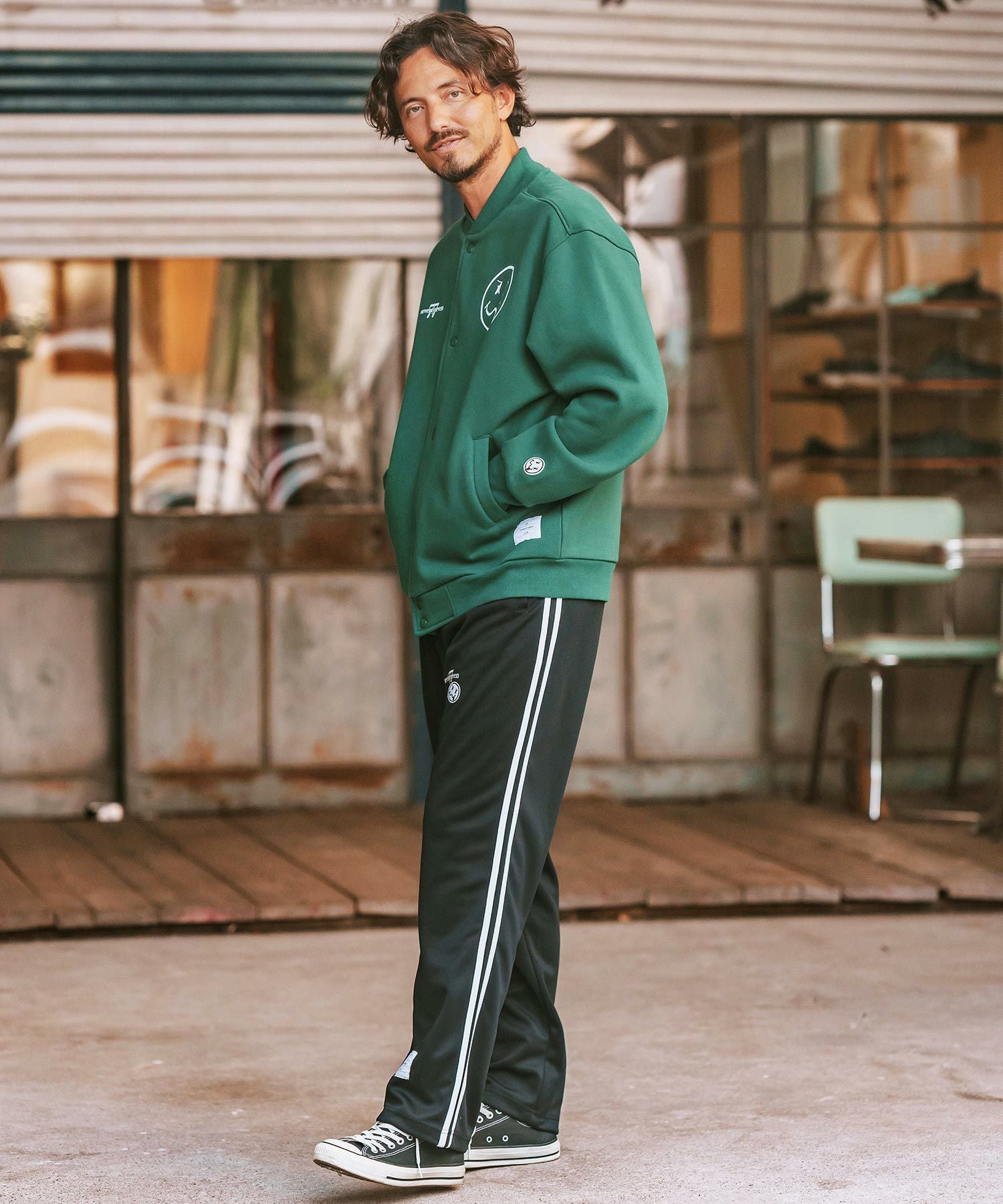  オリーブジャージ 30%OFF【seventy seven(セブンティセブン)】 line jersey long pants