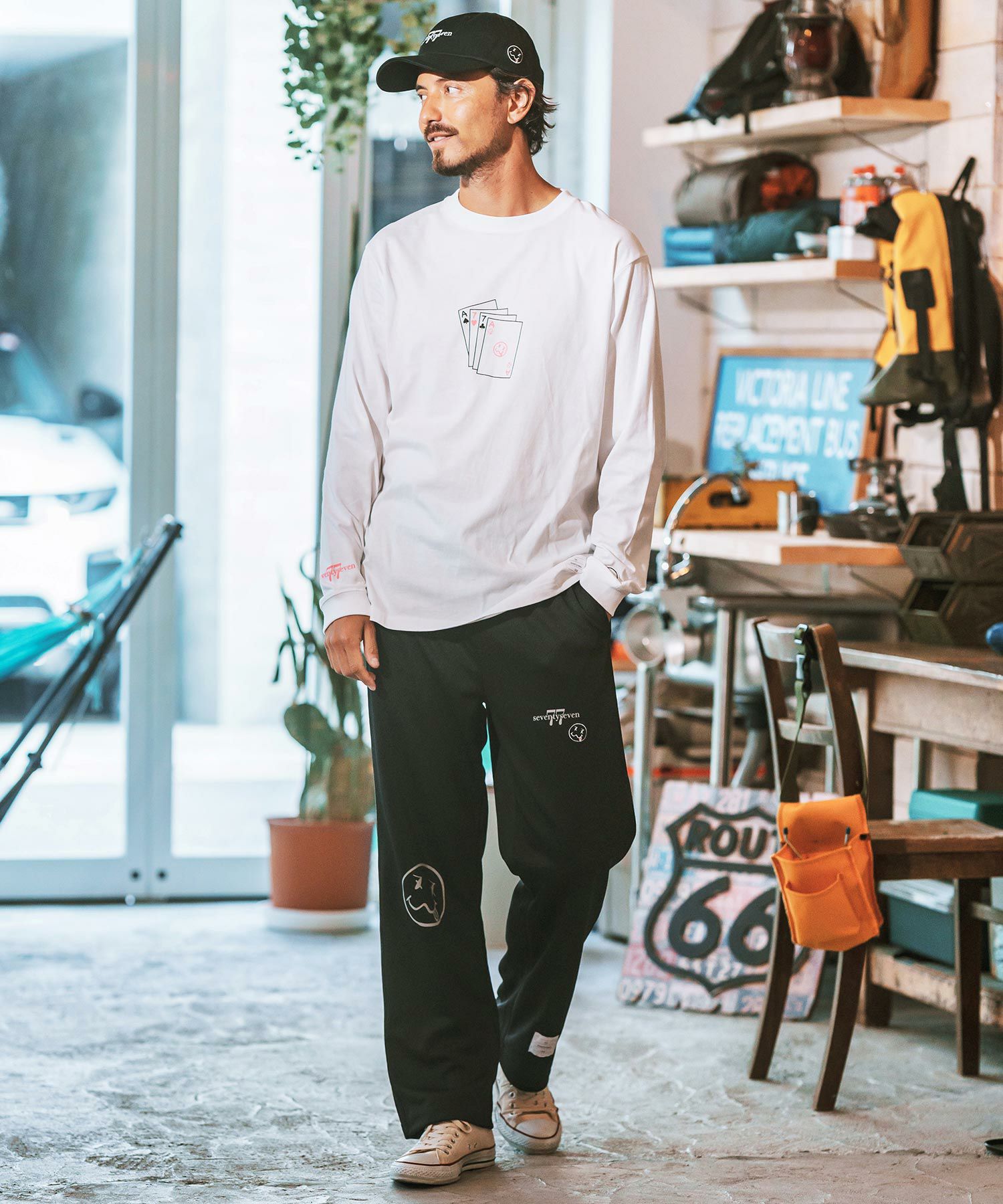 30%OFF【seventy seven(セブンティセブン)】 line jersey long pants
