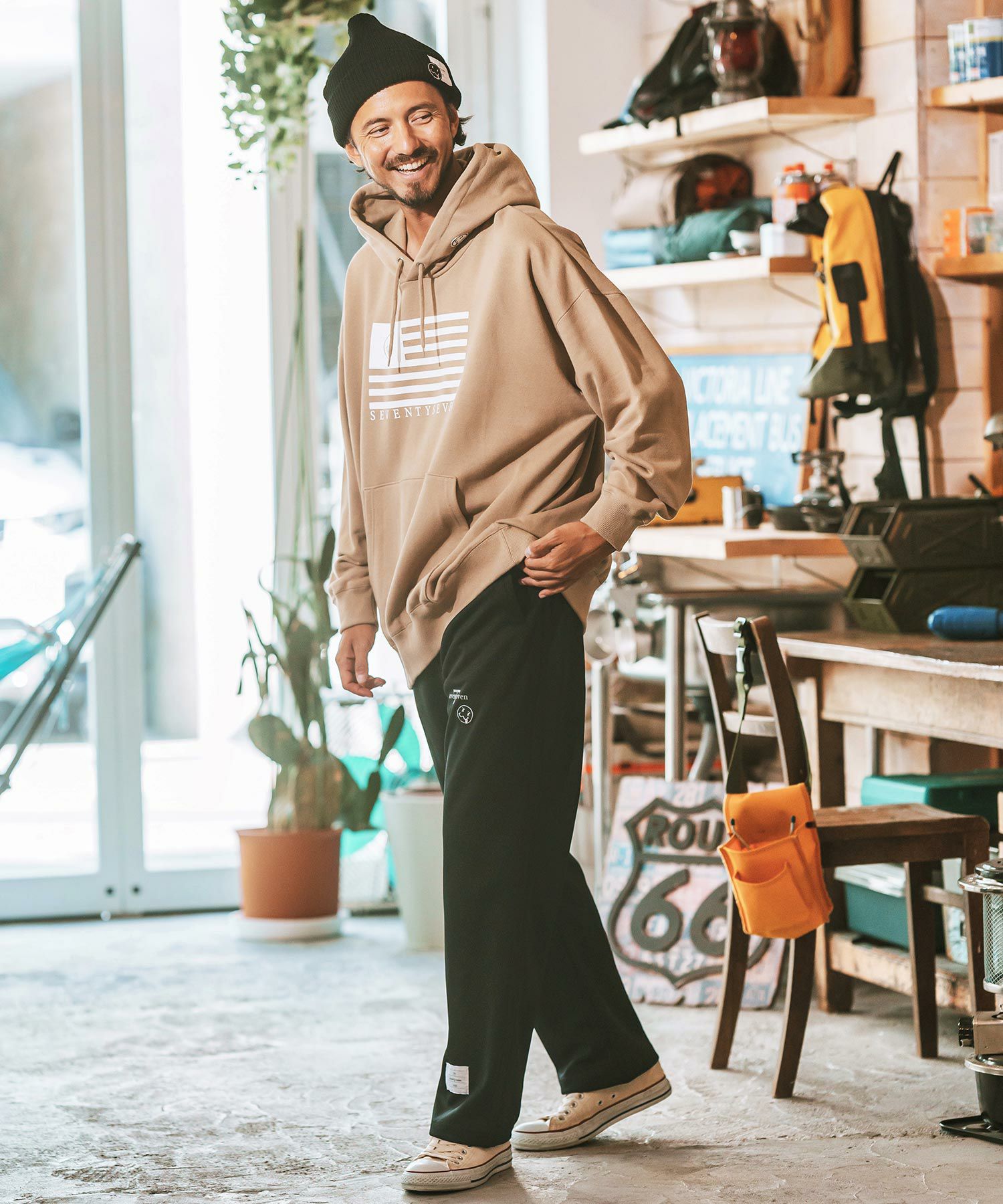 30%OFF【seventy seven(セブンティセブン)】 line jersey long pants