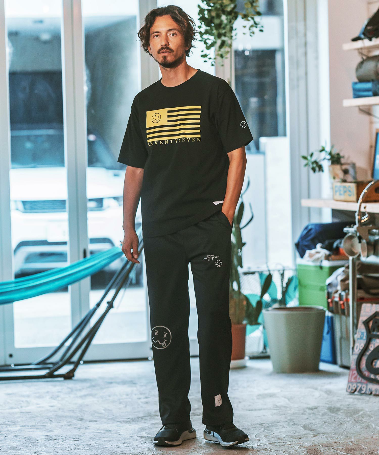 30%OFF【seventy seven(セブンティセブン)】 line jersey long pants