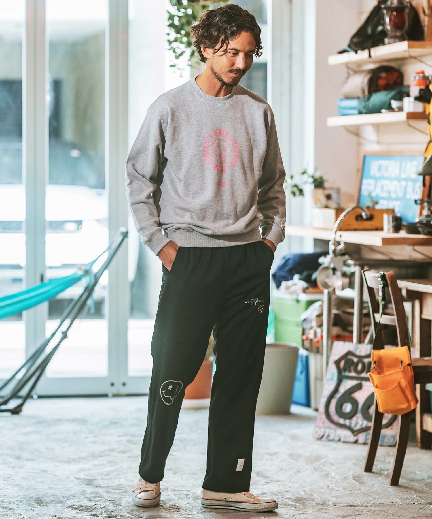 30%OFF【seventy seven(セブンティセブン)】 line jersey long pants
