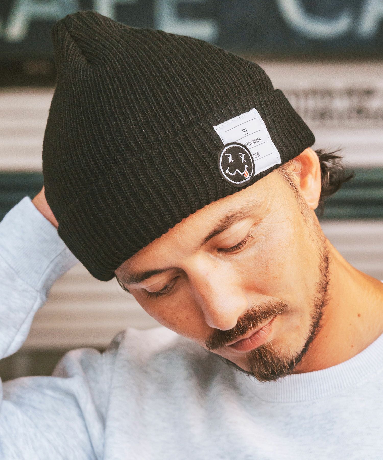 seventy seven(セブンティセブン)】knit cap (smile) ニットキャップ