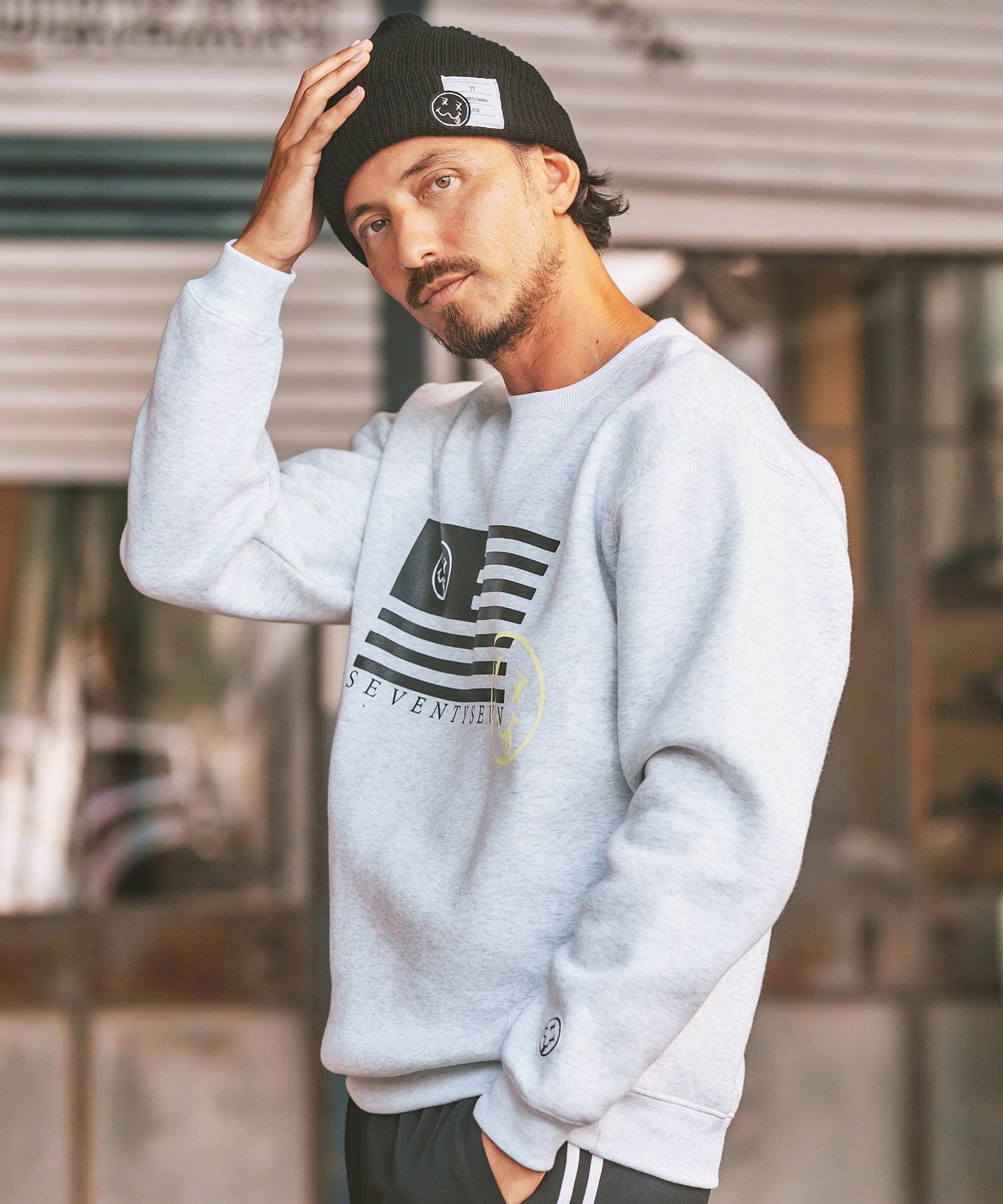 シーマリー cccmalieエクリュ ニット帽 サイズF seventy seven(セブンティセブン)】knit cap (smile) ニットキャップ