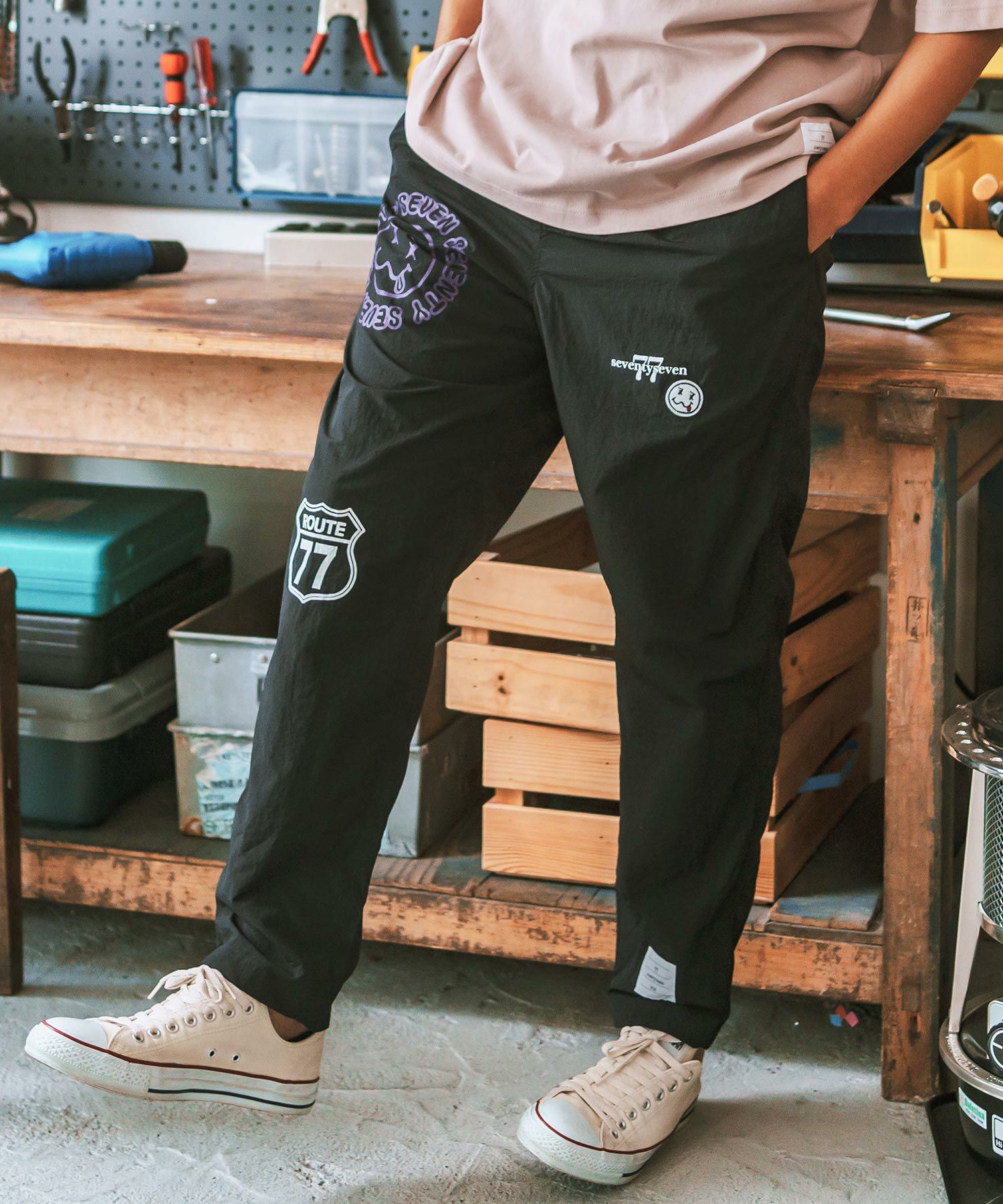 50%OFF【seventy seven(セブンティセブン)】nylon tapered pants