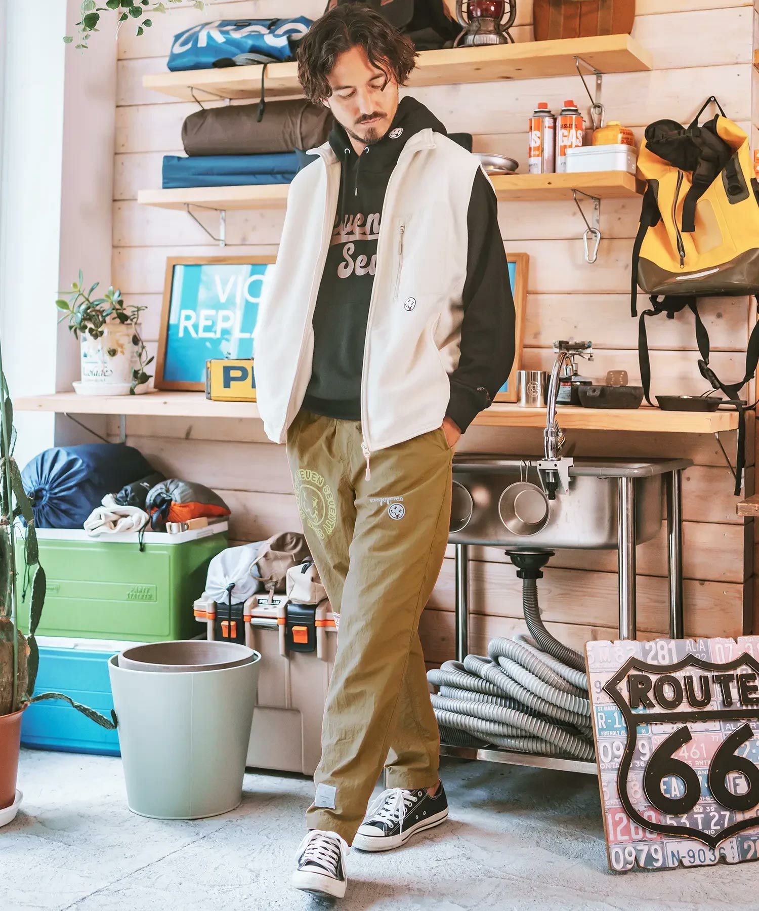 50%OFF【seventy seven(セブンティセブン)】nylon tapered pants