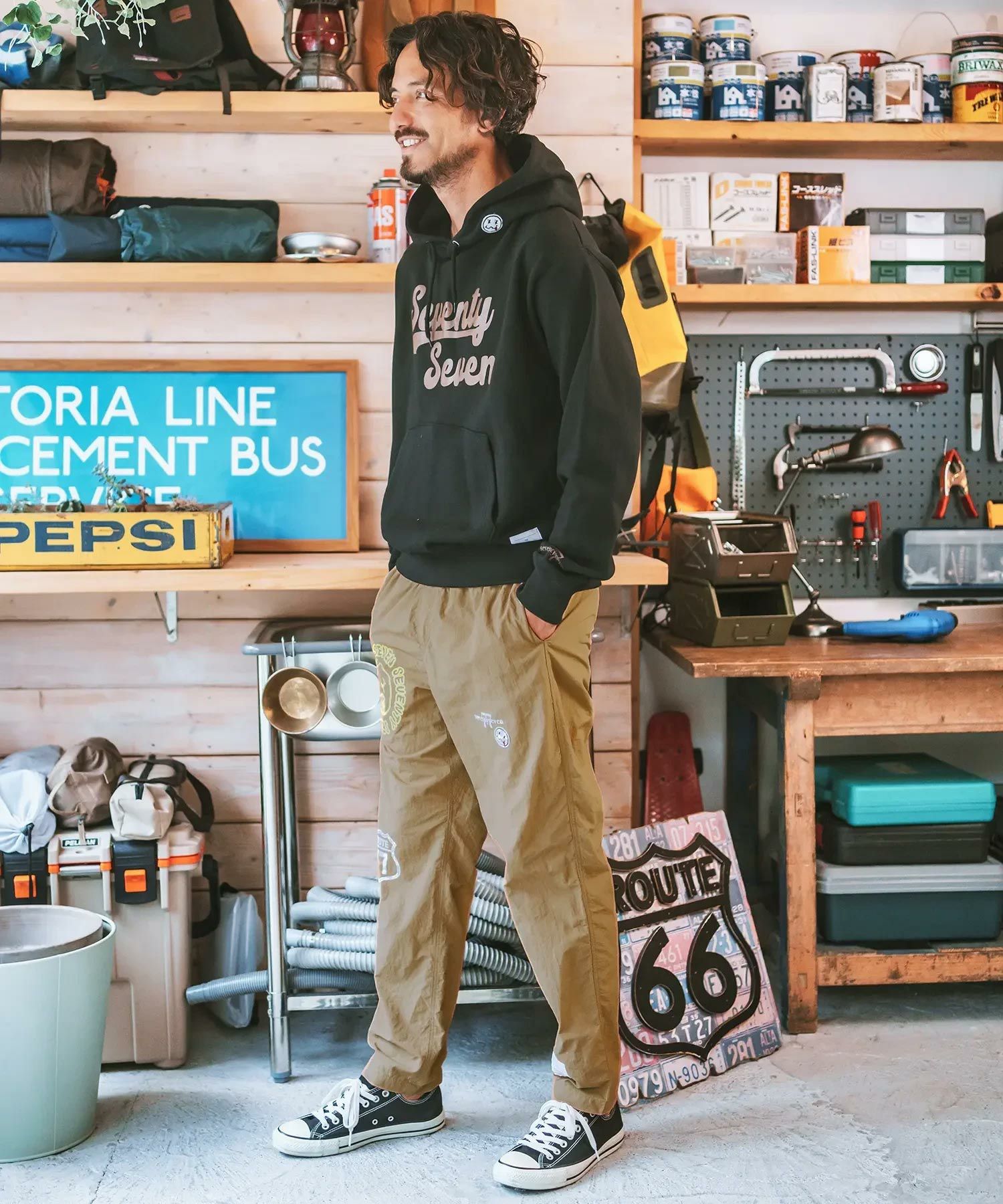 50%OFF【seventy seven(セブンティセブン)】nylon tapered pants