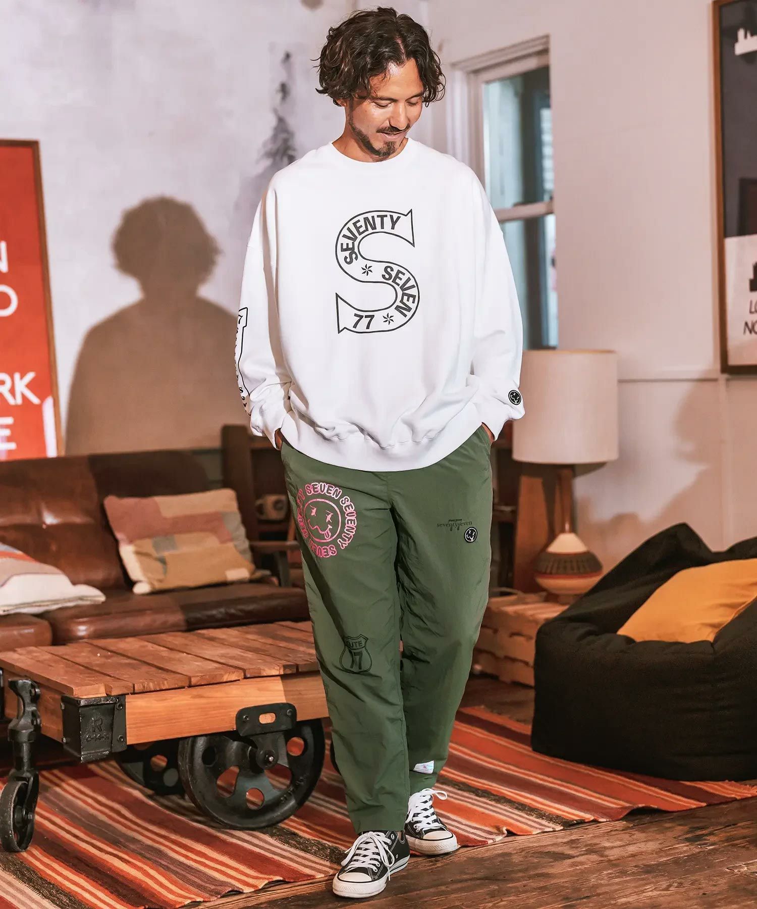 50%OFF【seventy seven(セブンティセブン)】nylon tapered pants 50%OFF【seventy seven(セブンティセブン)】nylon tapered pants
