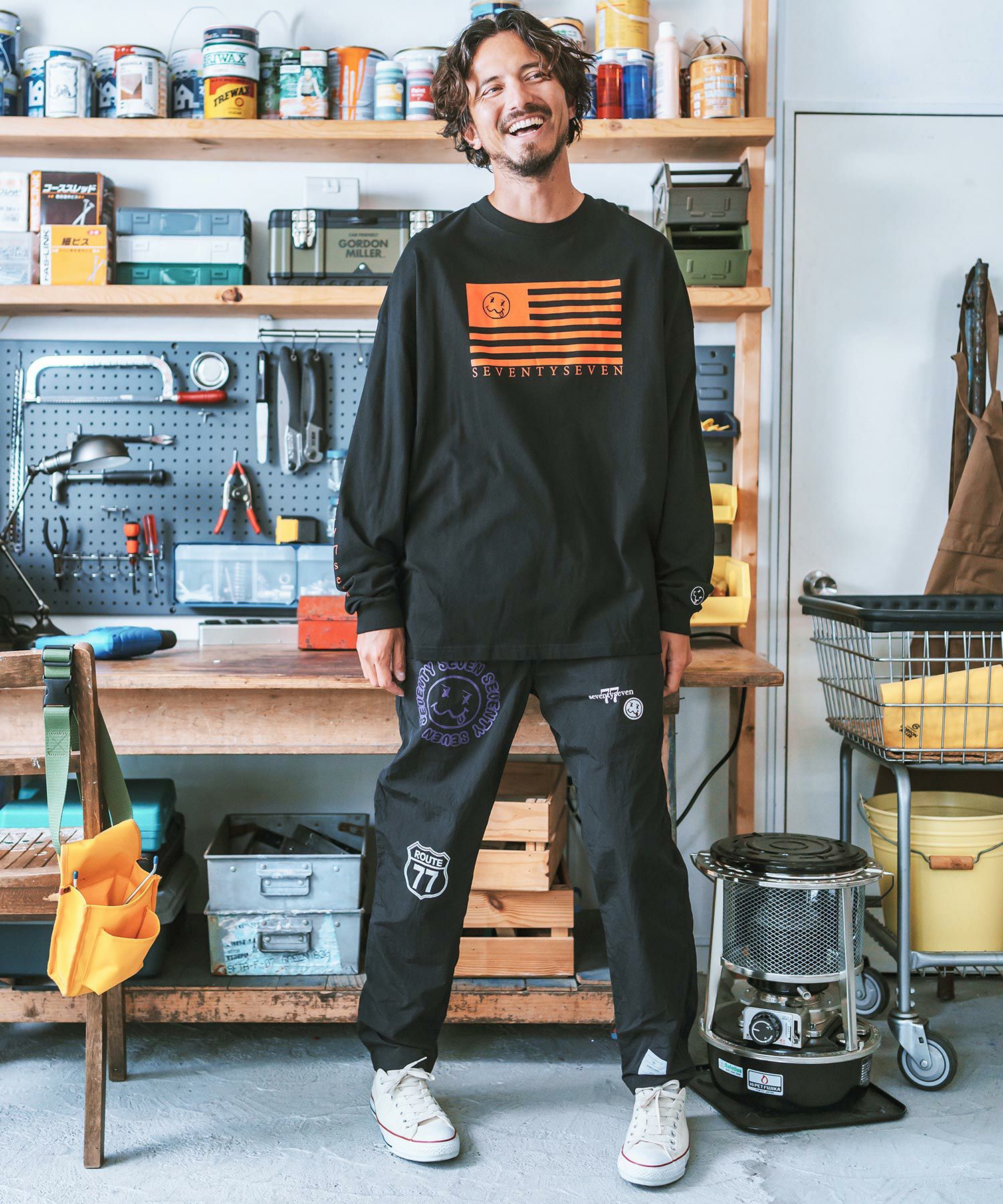 50%OFF【seventy seven(セブンティセブン)】nylon tapered pants