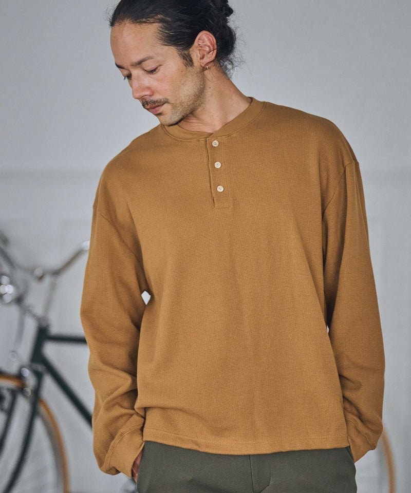 50%OFF【CAMBIO(カンビオ)】 ワッフルヘンリーネックカットソー(CA-24 