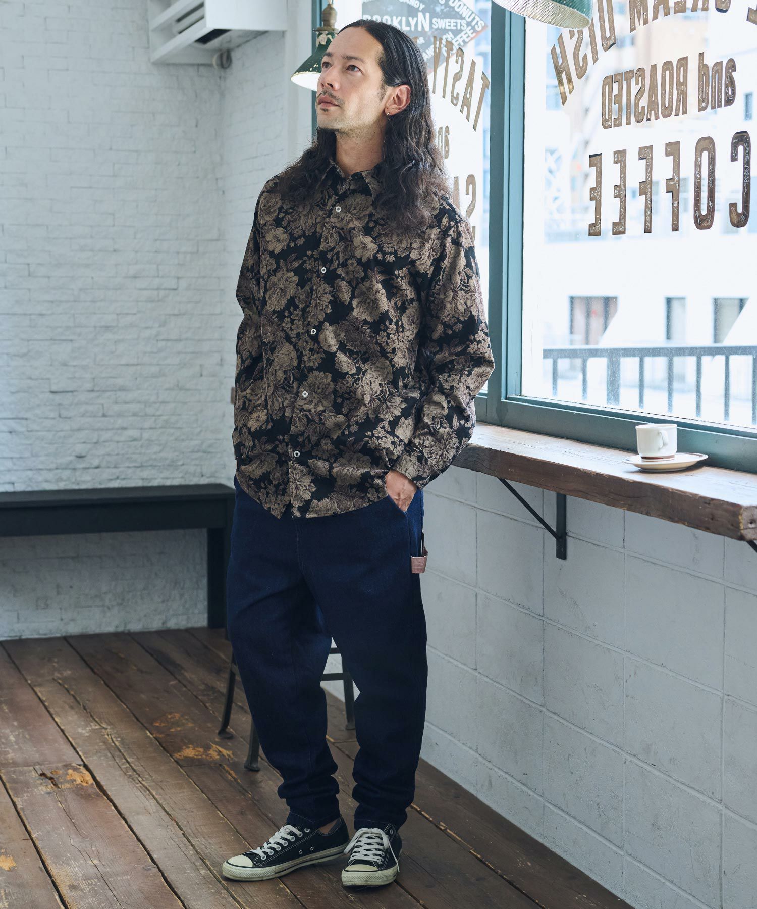 50%OFF【CAMBIO(カンビオ)】カラーアクセントペインターデニムパンツ