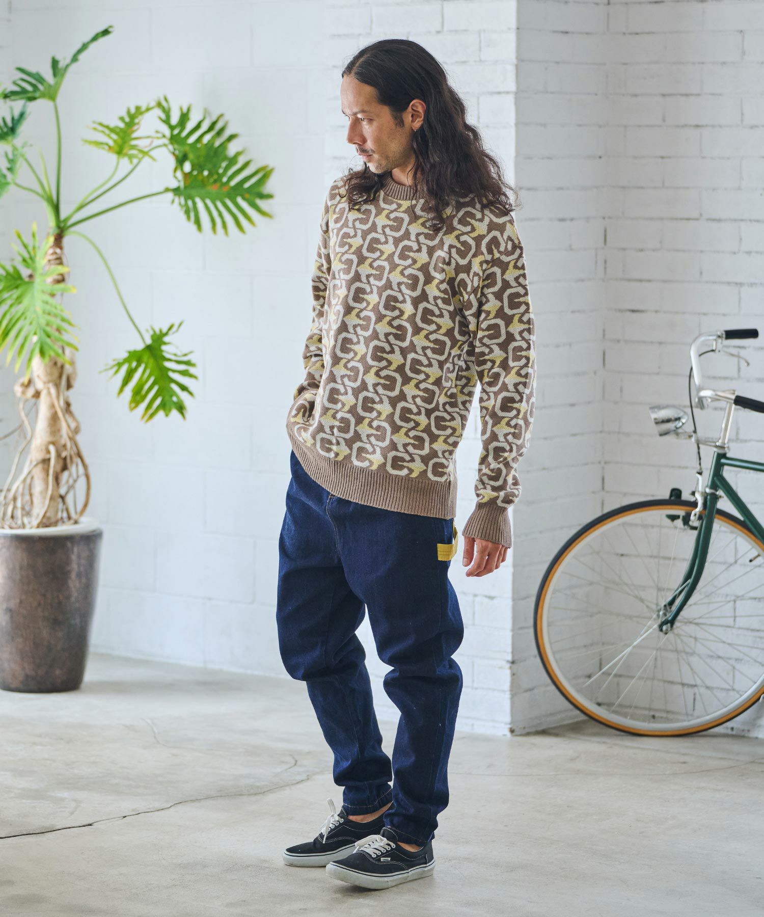 50%OFF【CAMBIO(カンビオ)】カラーアクセントペインターデニムパンツ