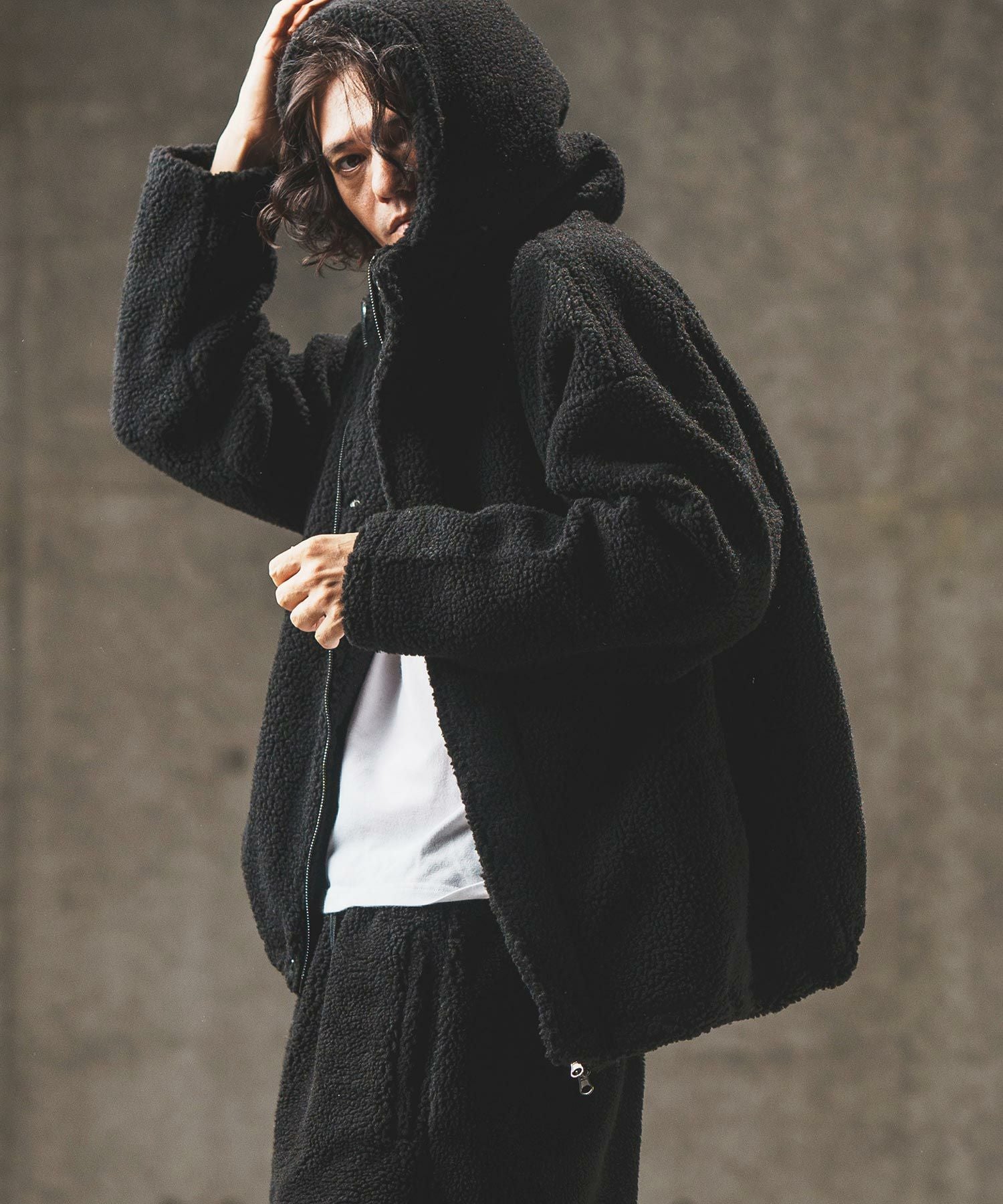 LGB ボア クロップド ジャケット サンプル コーティング 30%OFF【GLIMCLAP(グリムクラップ)】Boa hooded blouson ボア