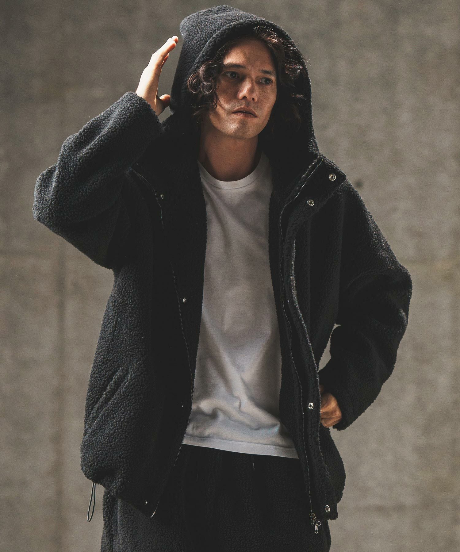 50%OFF【GLIMCLAP(グリムクラップ)】Boa hooded blouson ボア