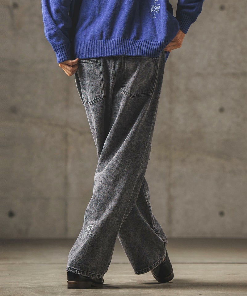 50%OFF【GLIMCLAP(グリムクラップ)】Chemical processing denim wide 