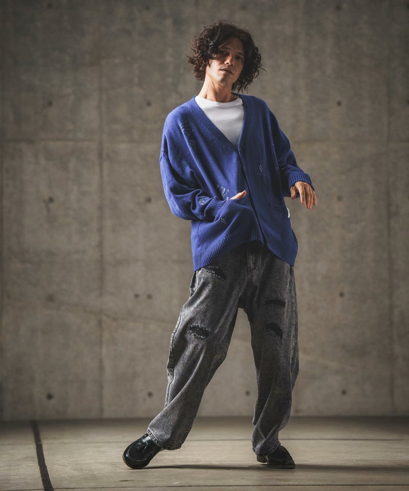 50%OFF【GLIMCLAP(グリムクラップ)】Chemical processing denim wide 