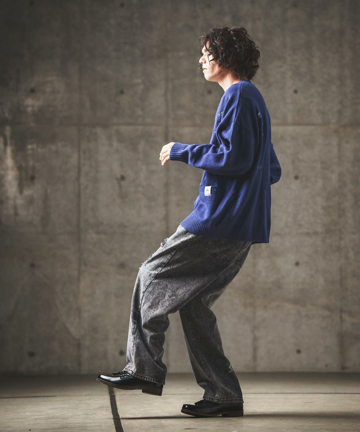 50%OFF【GLIMCLAP(グリムクラップ)】Chemical processing denim wide