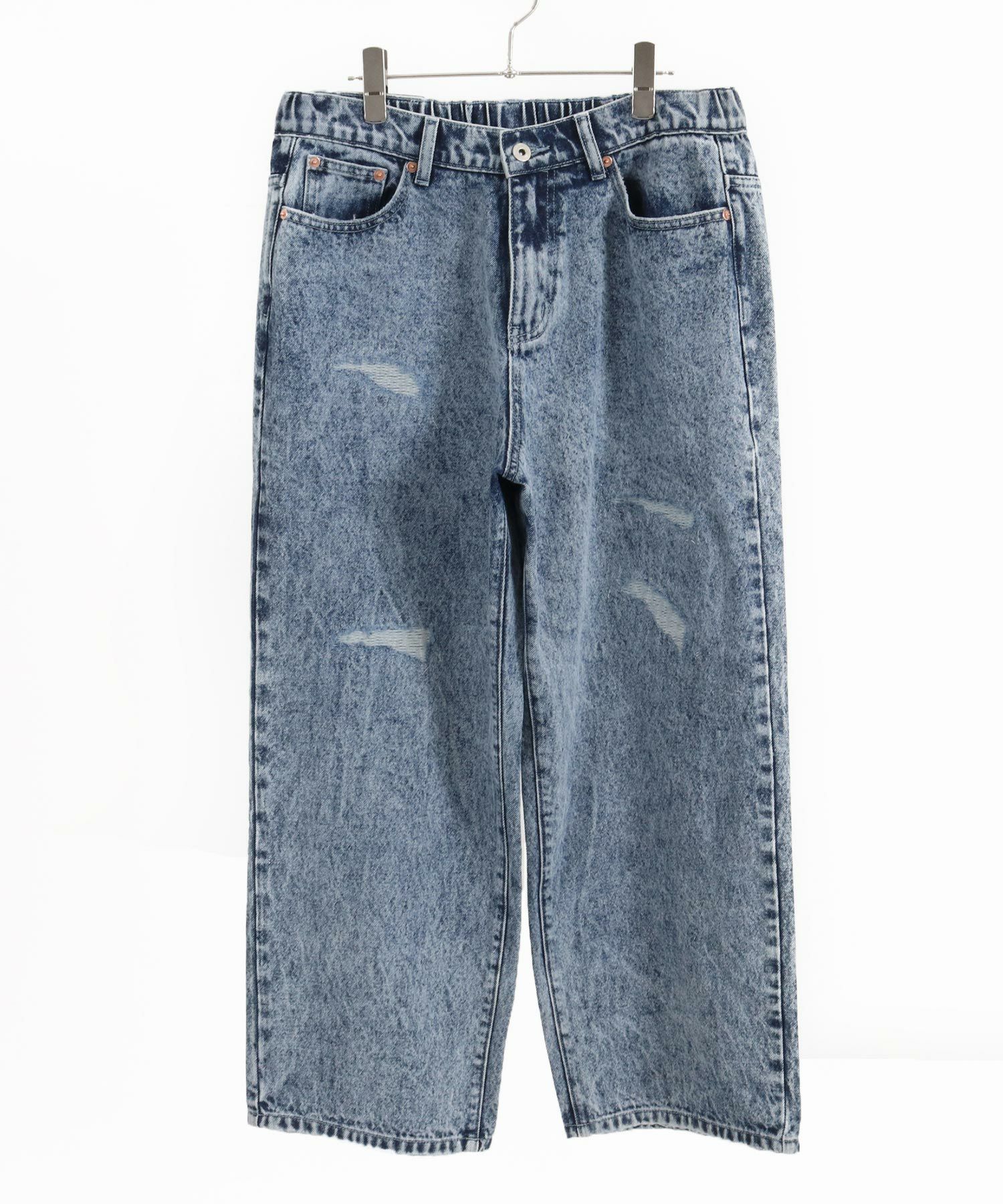 50%OFF【GLIMCLAP(グリムクラップ)】Chemical processing denim wide