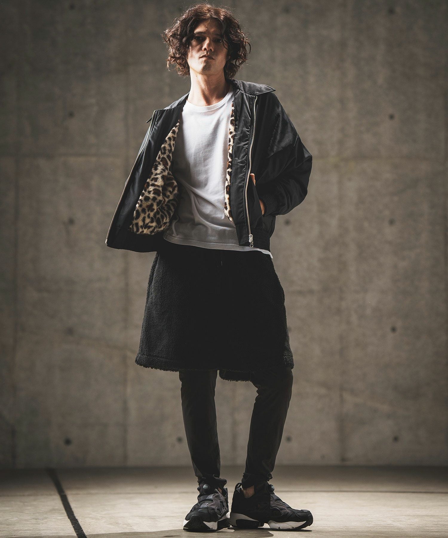30%OFF【GLIMCLAP(グリムクラップ)】 Ripstop nylon × shaggy leopard