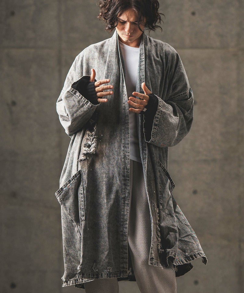 30%OFF【GLIMCLAP(グリムクラップ)】Used processing denim gown-ish 