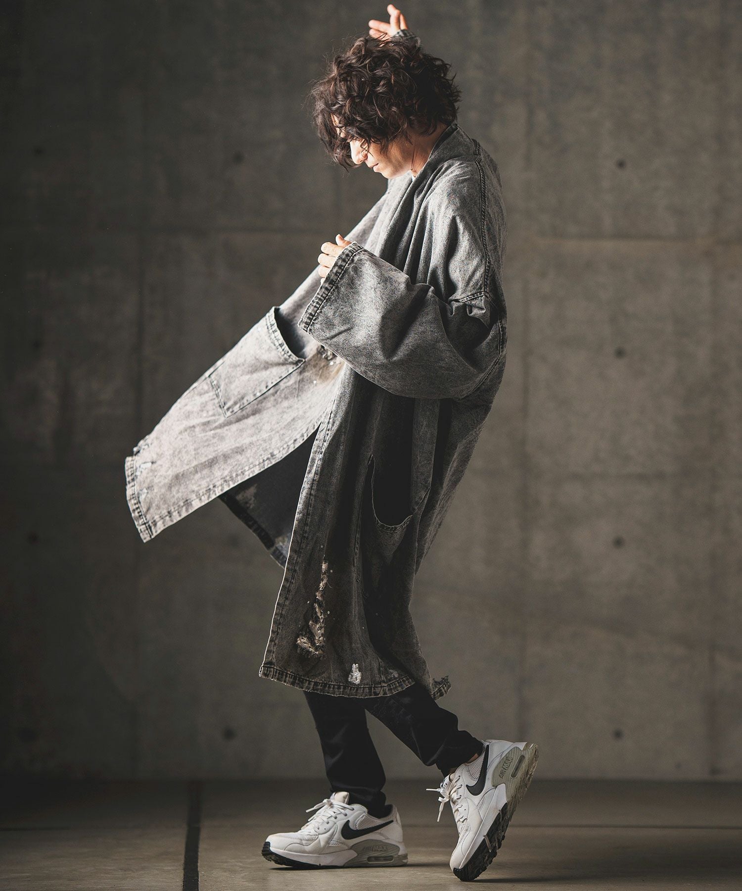 50%OFF【GLIMCLAP(グリムクラップ)】Used processing denim gown-ish