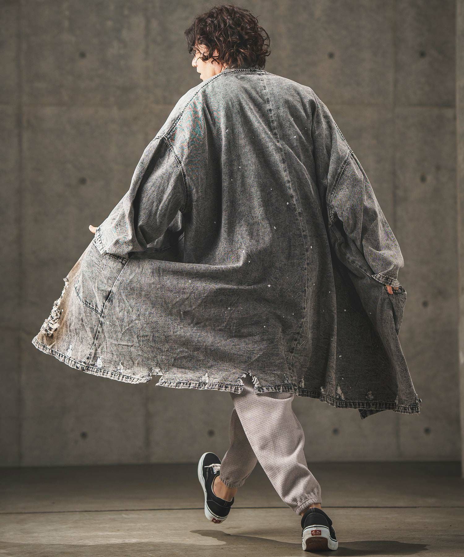 50%OFF【GLIMCLAP(グリムクラップ)】Used processing denim gown-ish