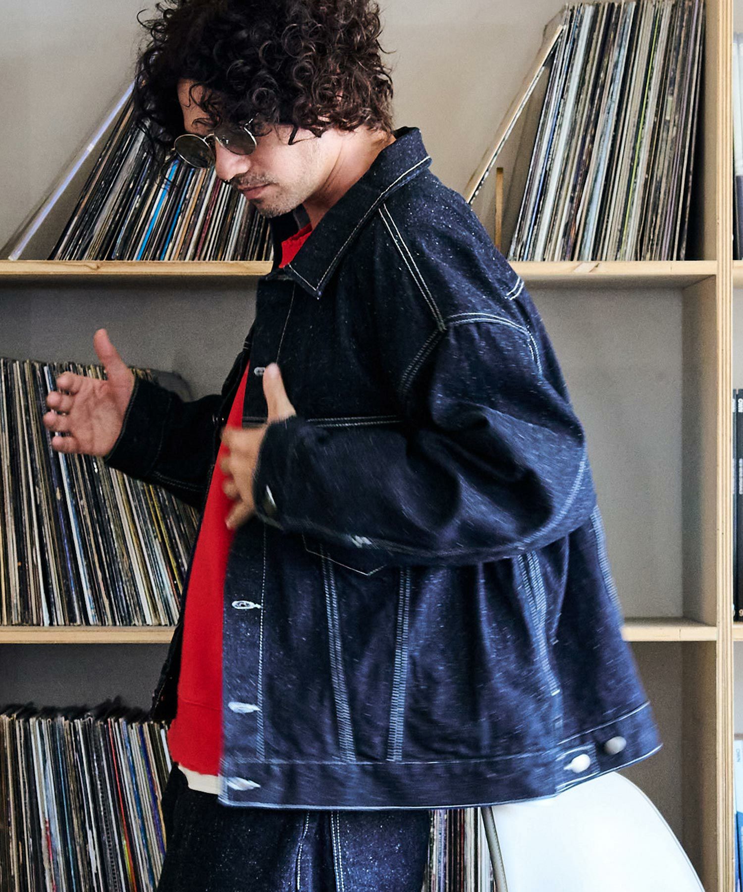 新品 AGAWD ハーフジップ デニムプルオーバー ブラック ヤマダヤ ADAM PATEK(アダムパテック)】thick selvedge nep denim jacket デニム