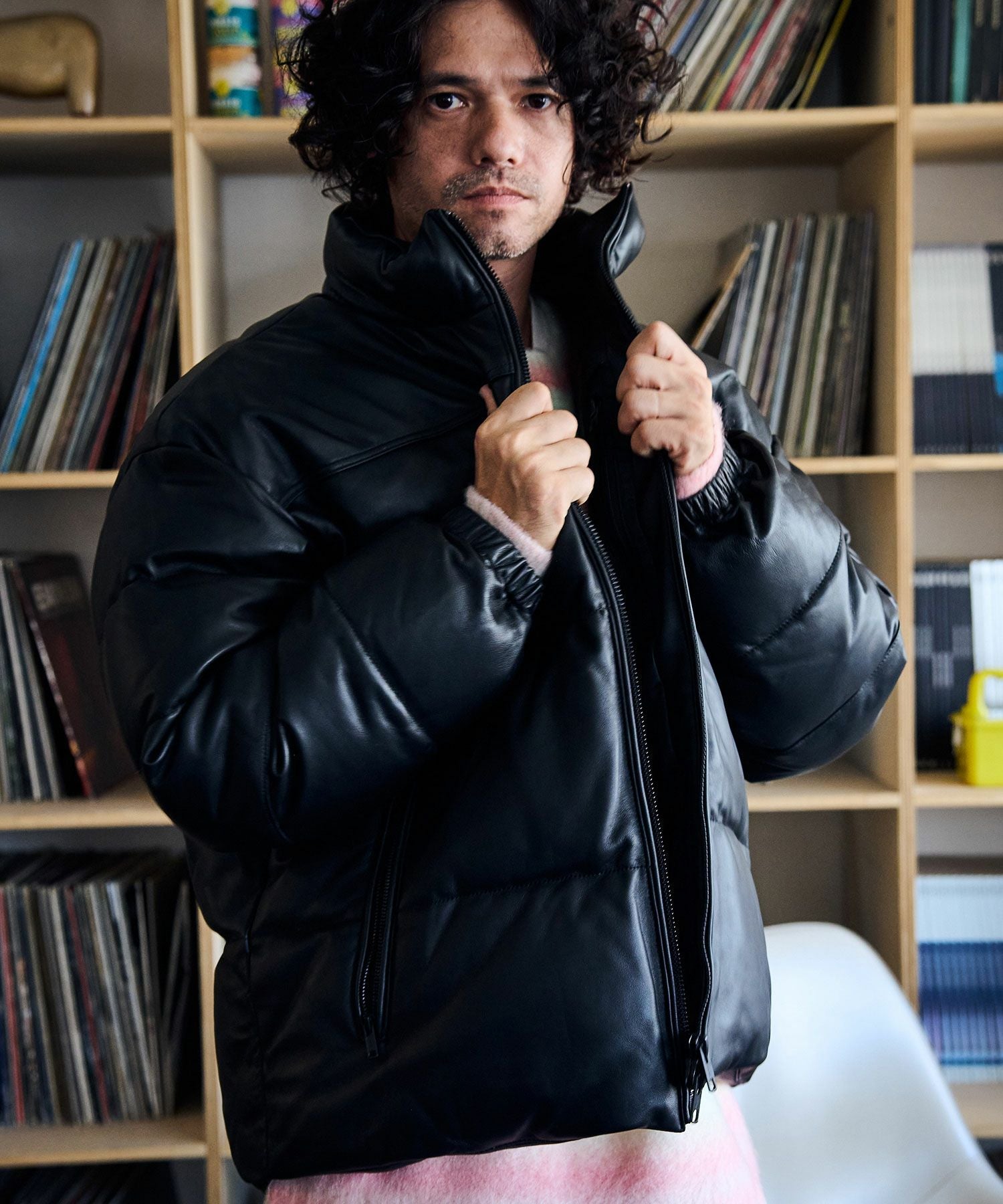 ADAM PATEK(アダムパテック)】leather looose down jacket ダウン