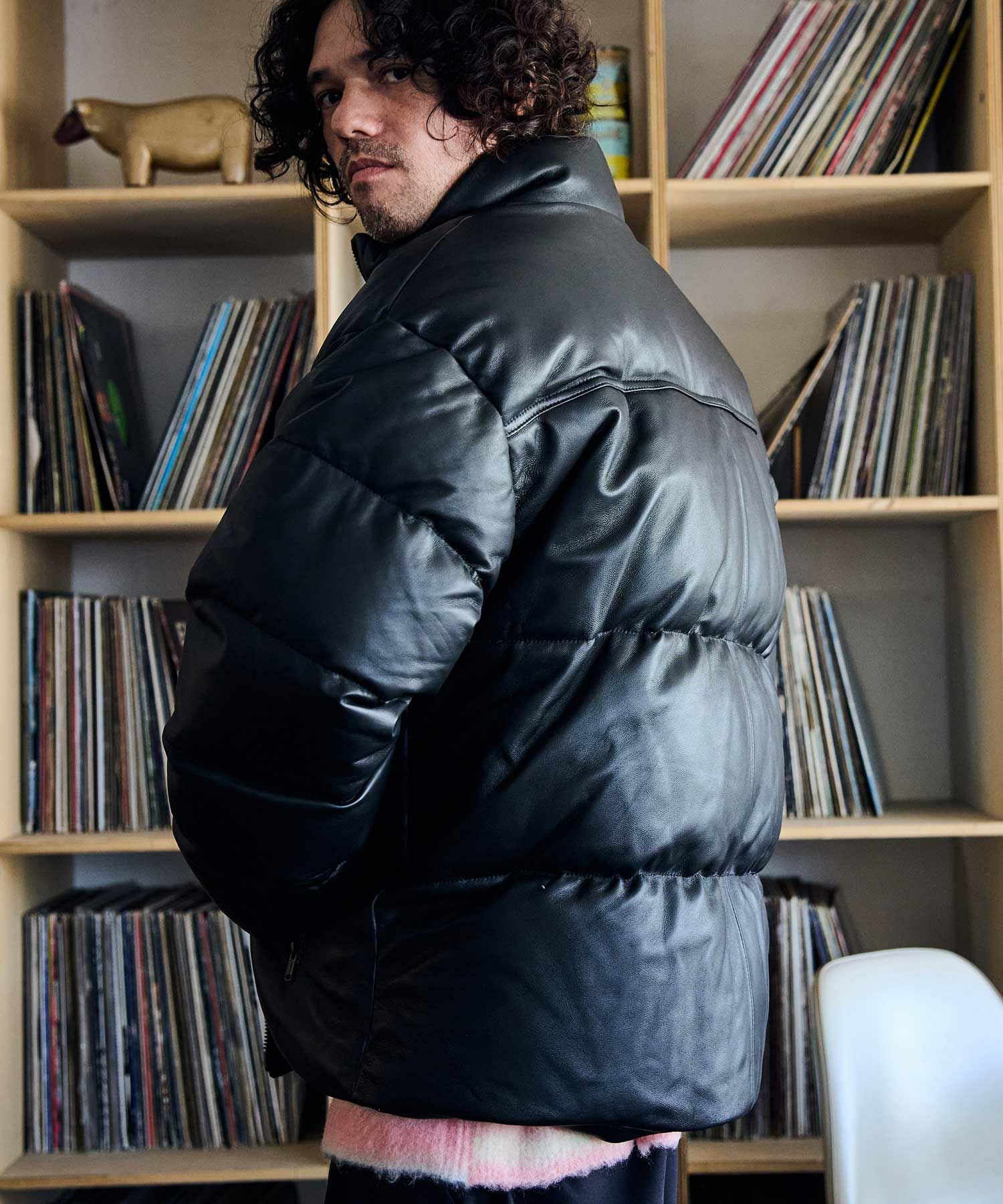 ADAM PATEK(アダムパテック)】leather looose down jacket ダウン