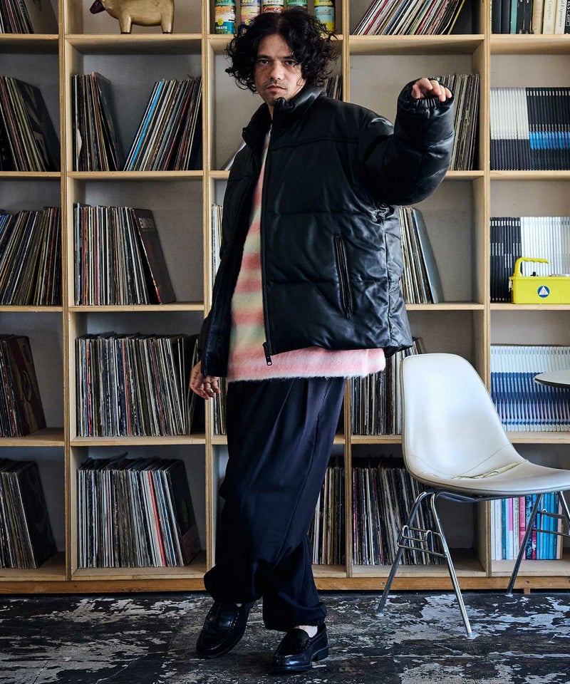 ADAM PATEK(アダムパテック)】leather looose down jacket ダウン 