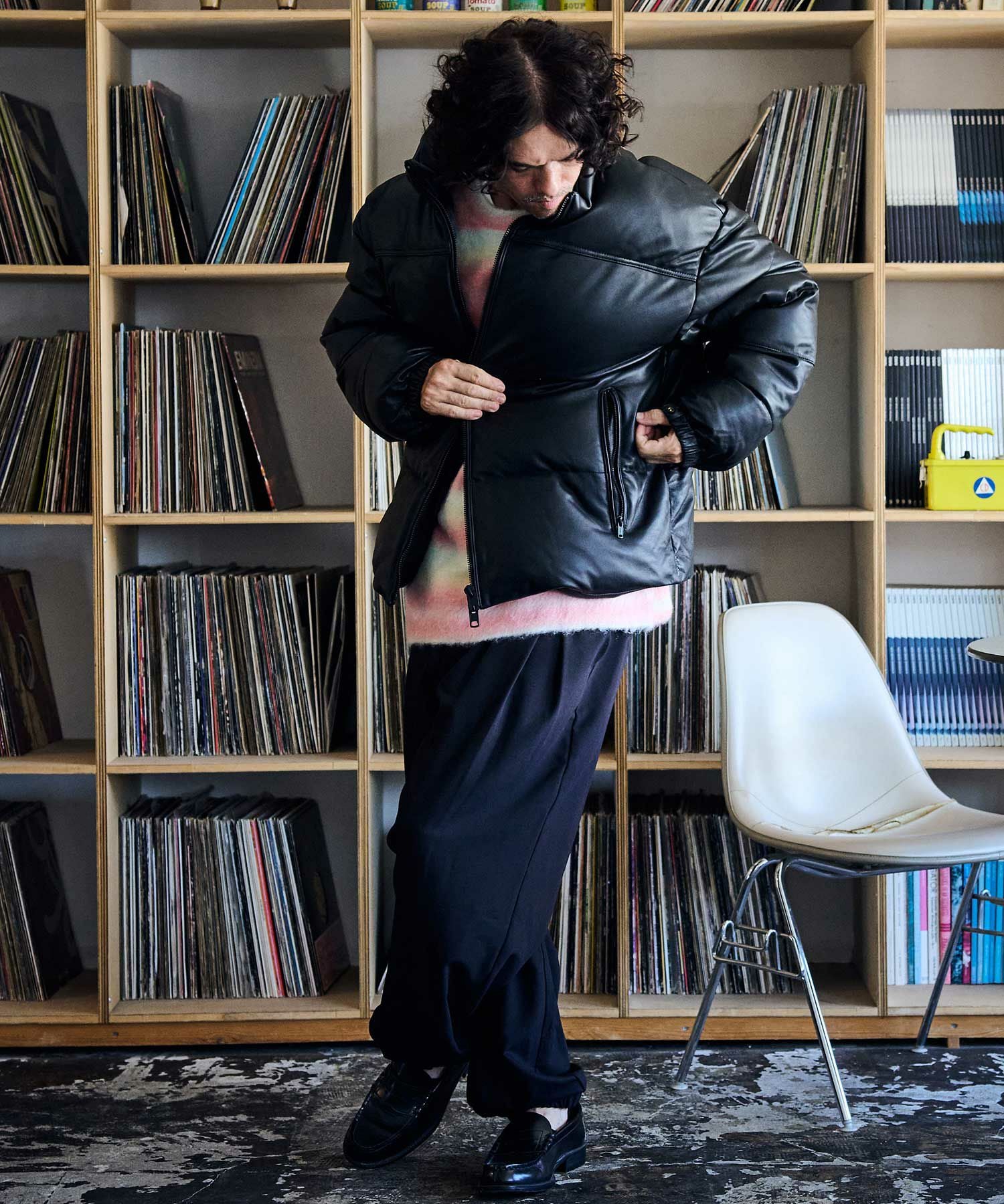 ジャケット・アウター ADAM PATEK leather looose down jacket ADAM PATEK(アダムパテック)】leather looose down jacket ダウン