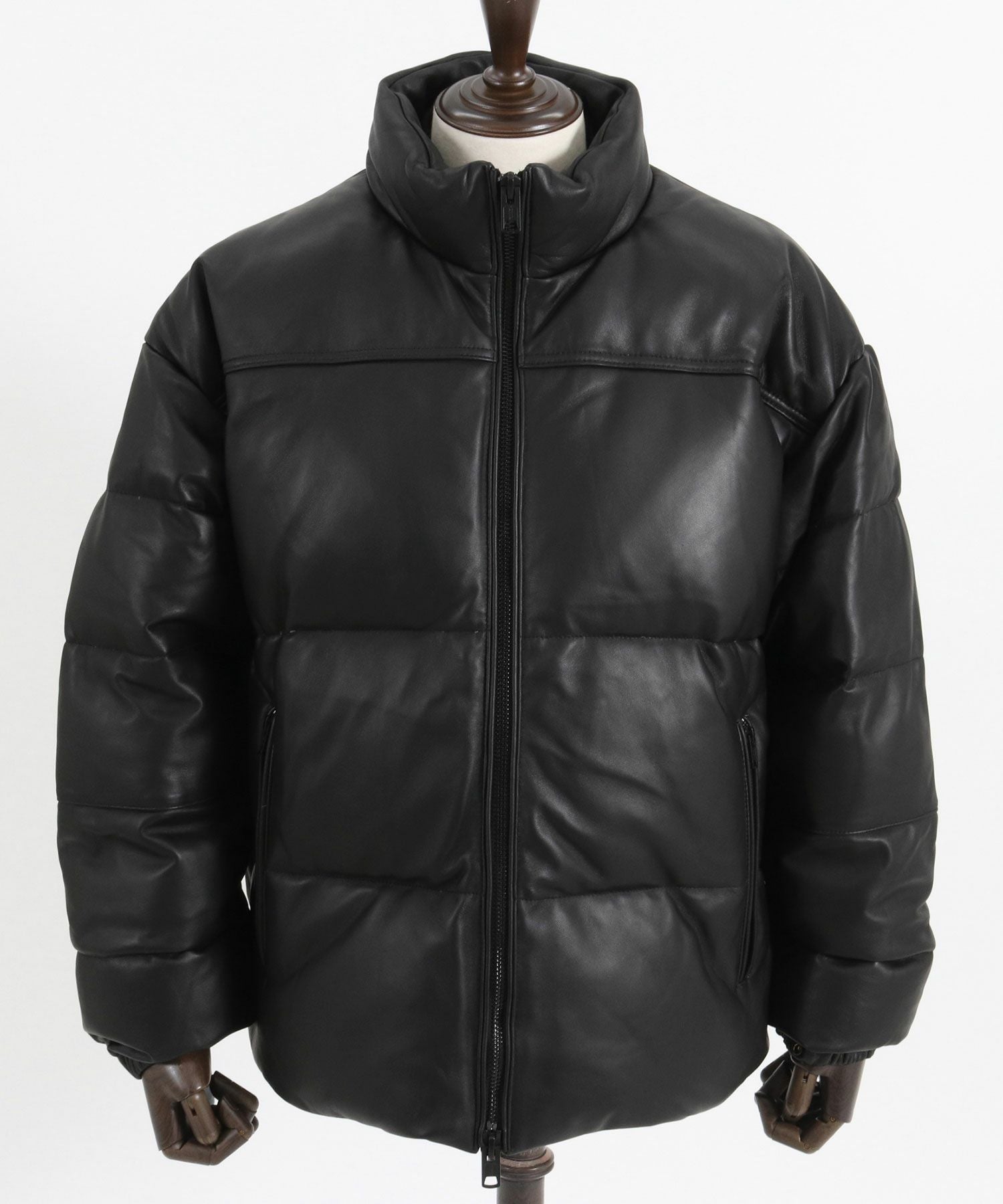 美品★ADAMPATEKアダムパテックレザーMA-1レザージャケットボンバー ADAM PATEK(アダムパテック)】leather looose down jacket ダウン