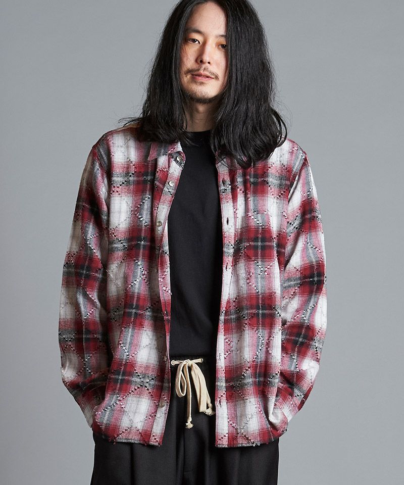 50%OFF【NO ID.(ノーアイディー)】 ﾁｪｯｸBIG-SH シャツ(855006-873S