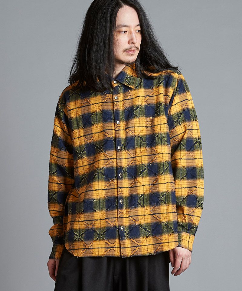 50%OFF【NO ID.(ノーアイディー)】 ﾁｪｯｸBIG-SH シャツ(855006-873S